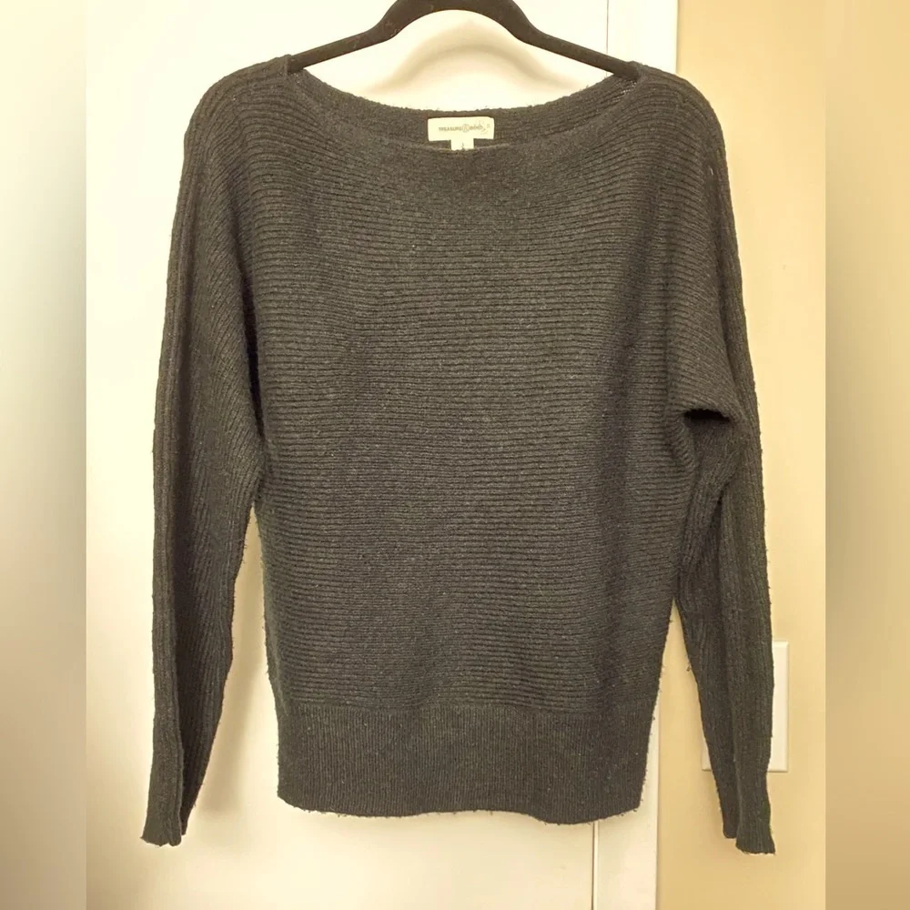 Treasure & Bond Black Boat Neck Sweater Size Small